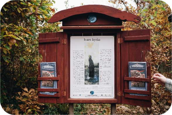 Bild på skylt i Sagobygden